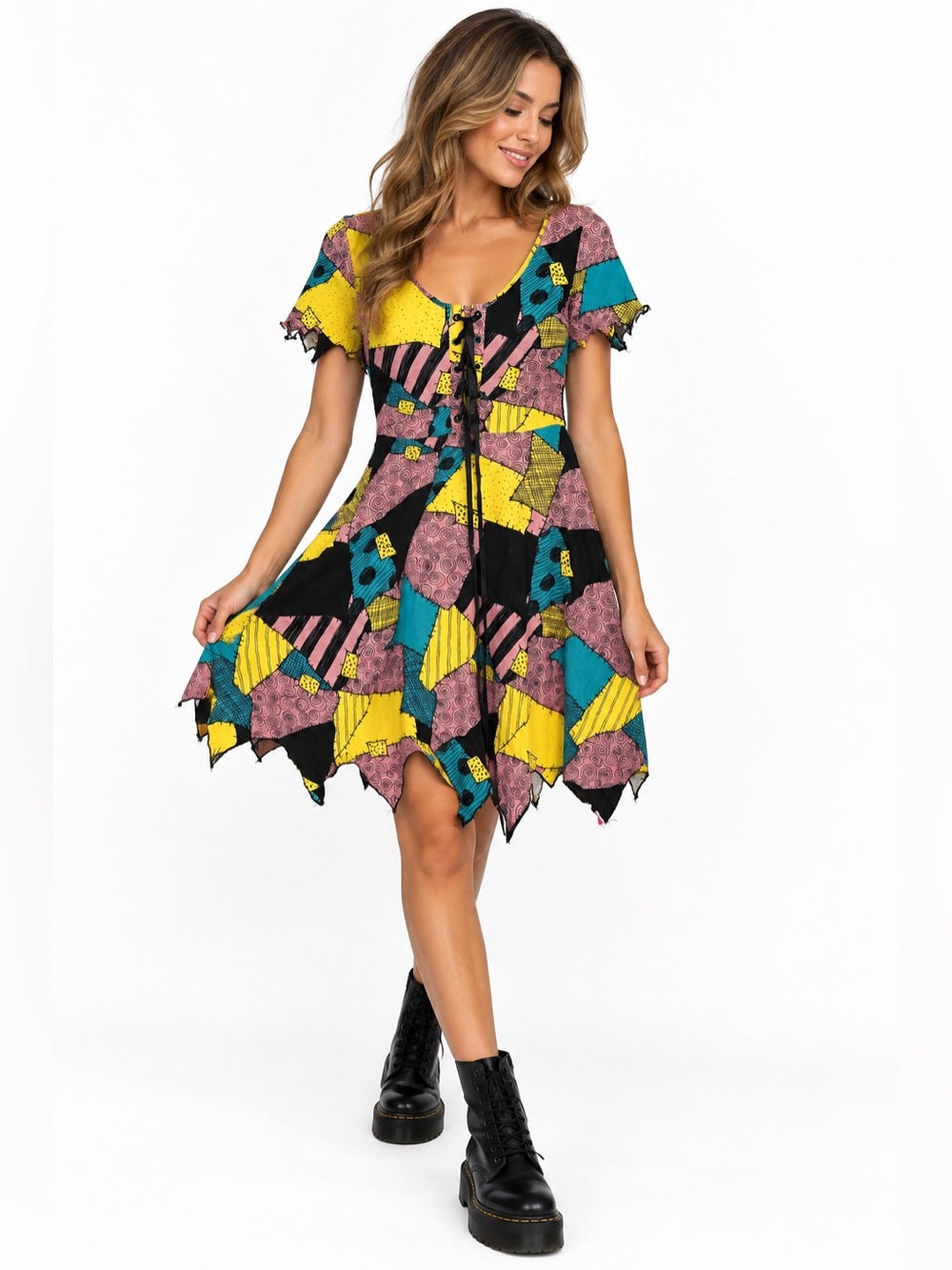 Disney Nightmare Before Christmas Sally Patchwork Dress S/M Halloween Costume
